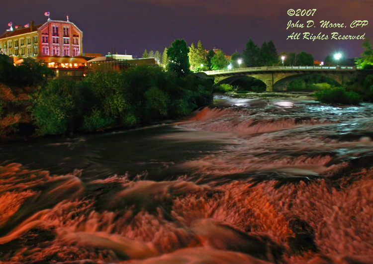 Spokane River, Spokane's Flour Mill, night photos, Spokane, Washington