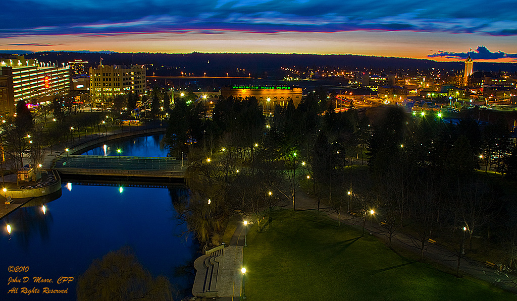 A view west from the top of the Clocktower in Spokane's Riverfront Park,  Spokane, Washington 