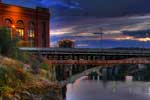 A view west from the Canada Island footbridge, in Spokane's Riverfront Park.