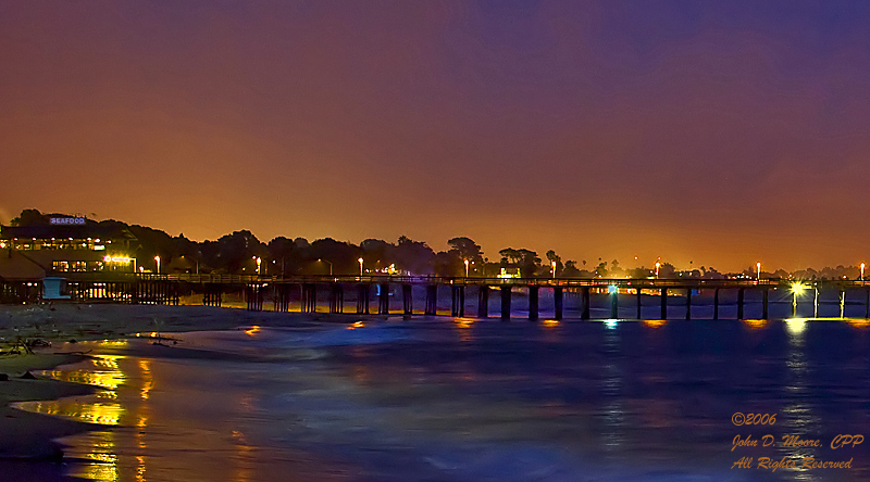 A midnight walk, toward the Ventura, California Pier.